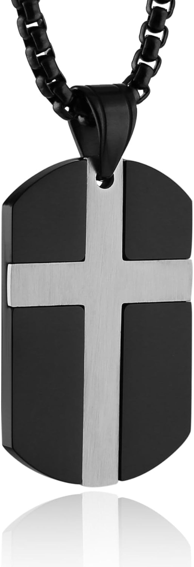 Isaiah 41:10 Jewelry, Stainless Steel Cross Dog Tag Necklace STRENGTH Bible Verse