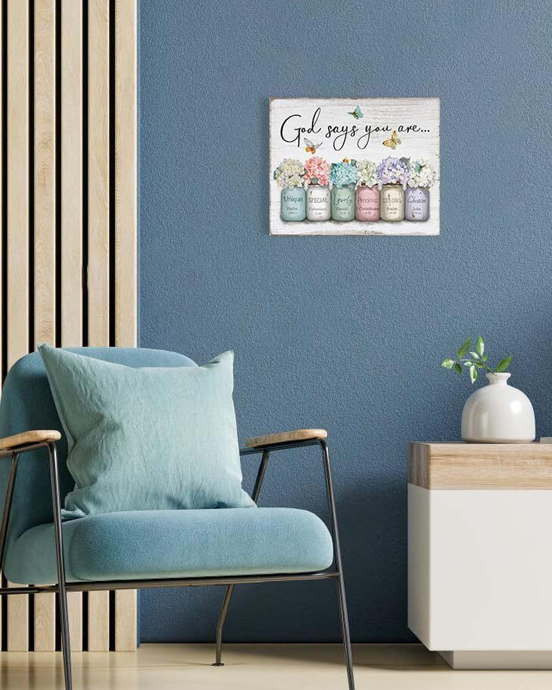 Inspirational Bible Verse Wall Art: God Says You Are Wall Sayings Flowers in Mas