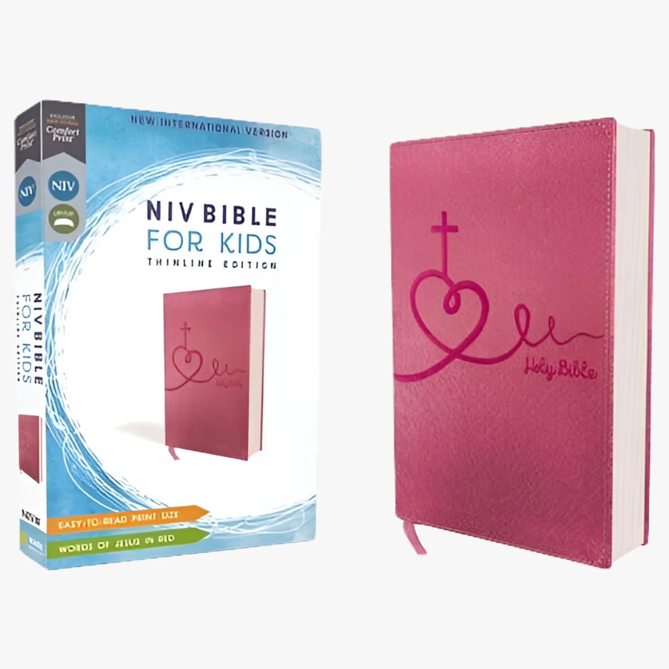 Niv, Bible for Kids, Leathersoft, Pink, Red Letter Edition, Comfort Print: Thinline Edition