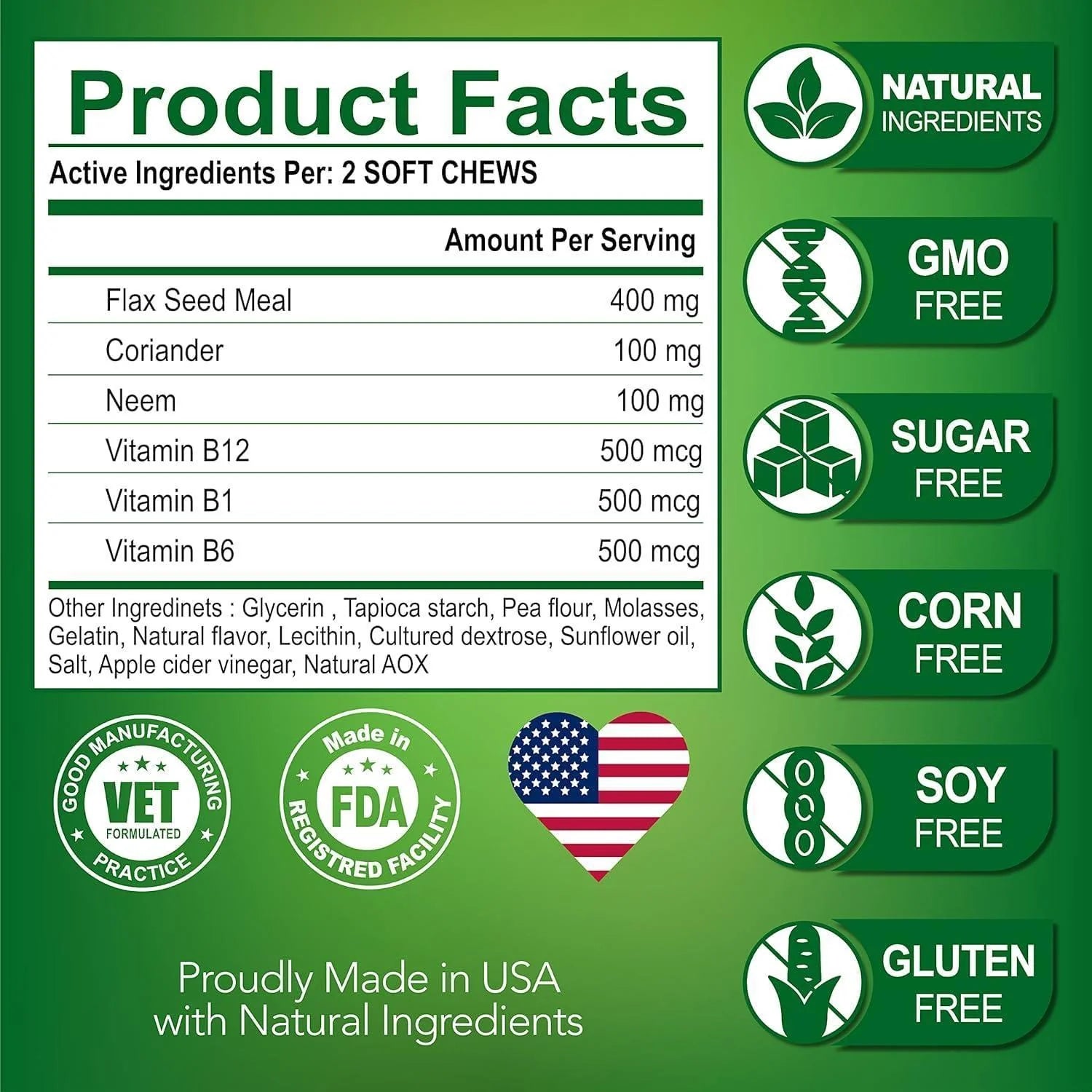 Flea and Tick Prevention for Dogs Chews Natural Dog Flea and & Tick Control Advanced Oral Pills Supplement Treatment for All Breeds & Size Vet Formulated Soft Chewables Made in USA