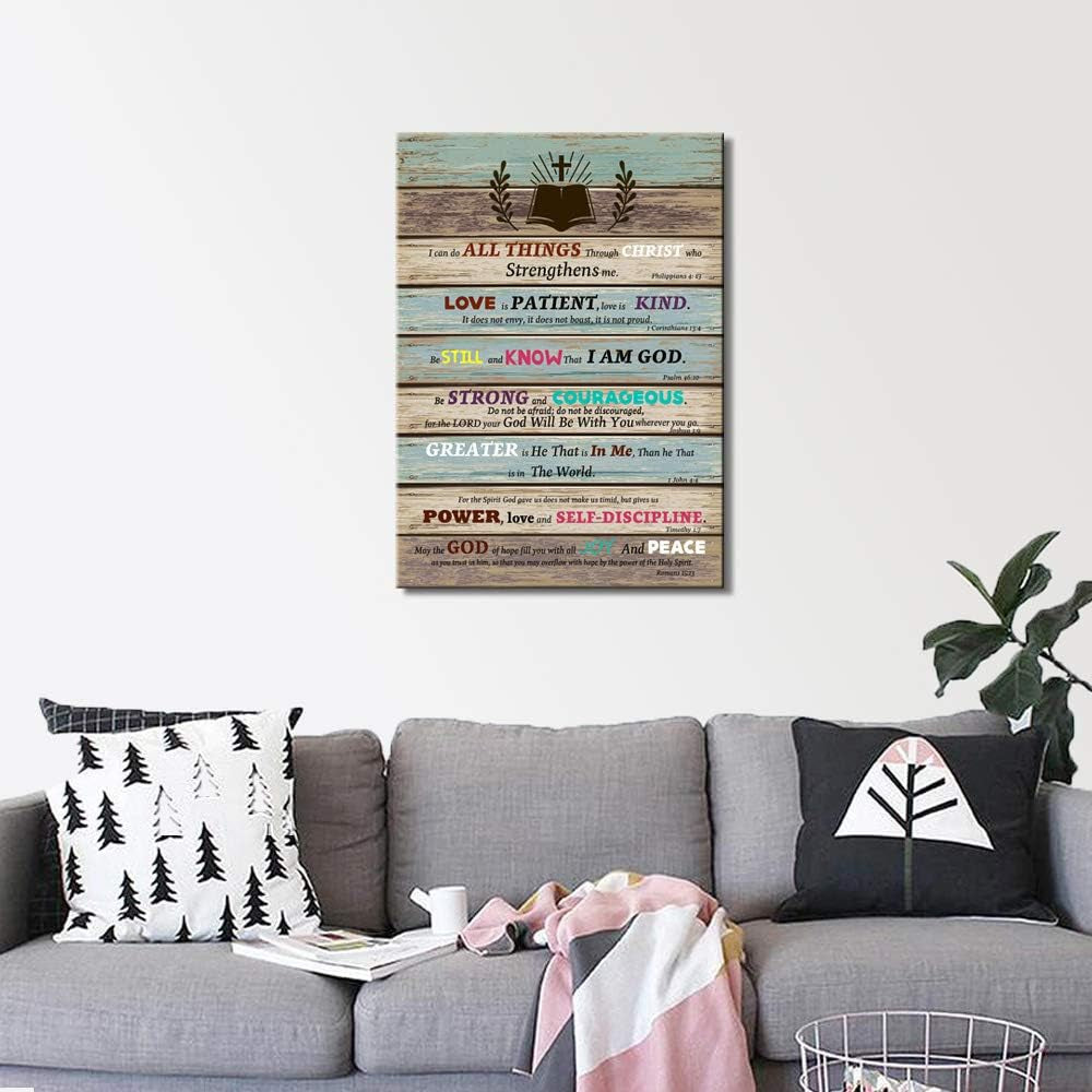 Bible Verse Christian Wall Decor Scripture Inspirational Wall Art for Living Room Bathroom Rustic Religious Gifts Teen Room Decor Be Still and Know That I Am God