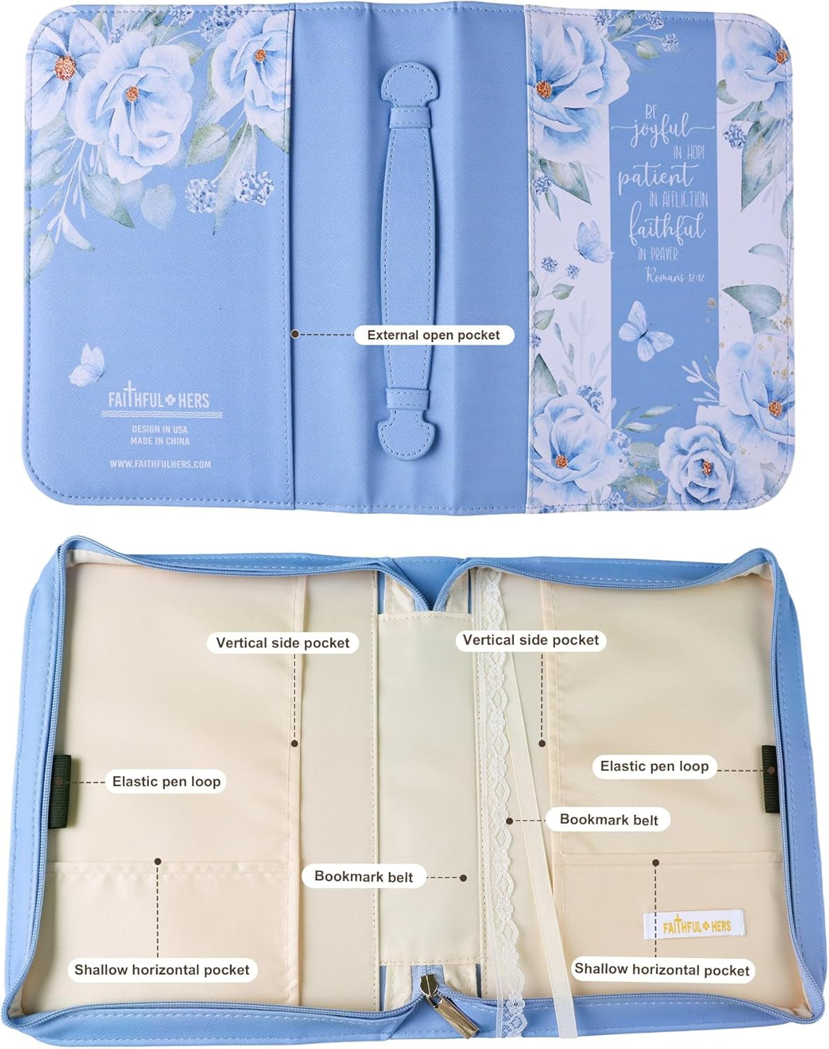 Bible Cover Case for Women PU Leather Woman Book Carrying Bag Bible Study Sipples Accessories with PU Bookmark Journaling Kit Christian Gifts