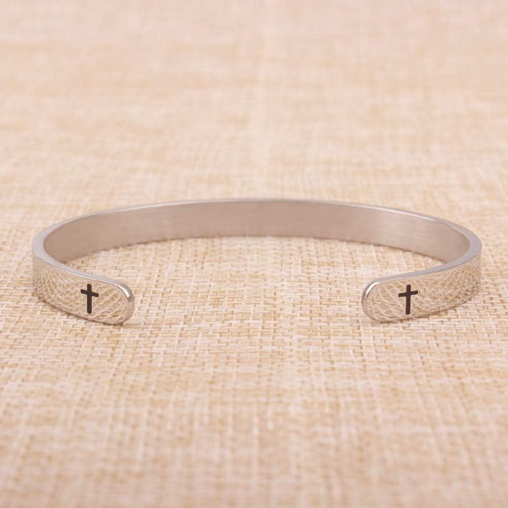 Christian Gifts for Women Inspirational Religious Bracelets for Women Her Girls Cuff Bangle Mens Bracelets Bible Verse Faith Baptism Gifts for Teenage Girls Mantra Quotes Engraved Jewelry