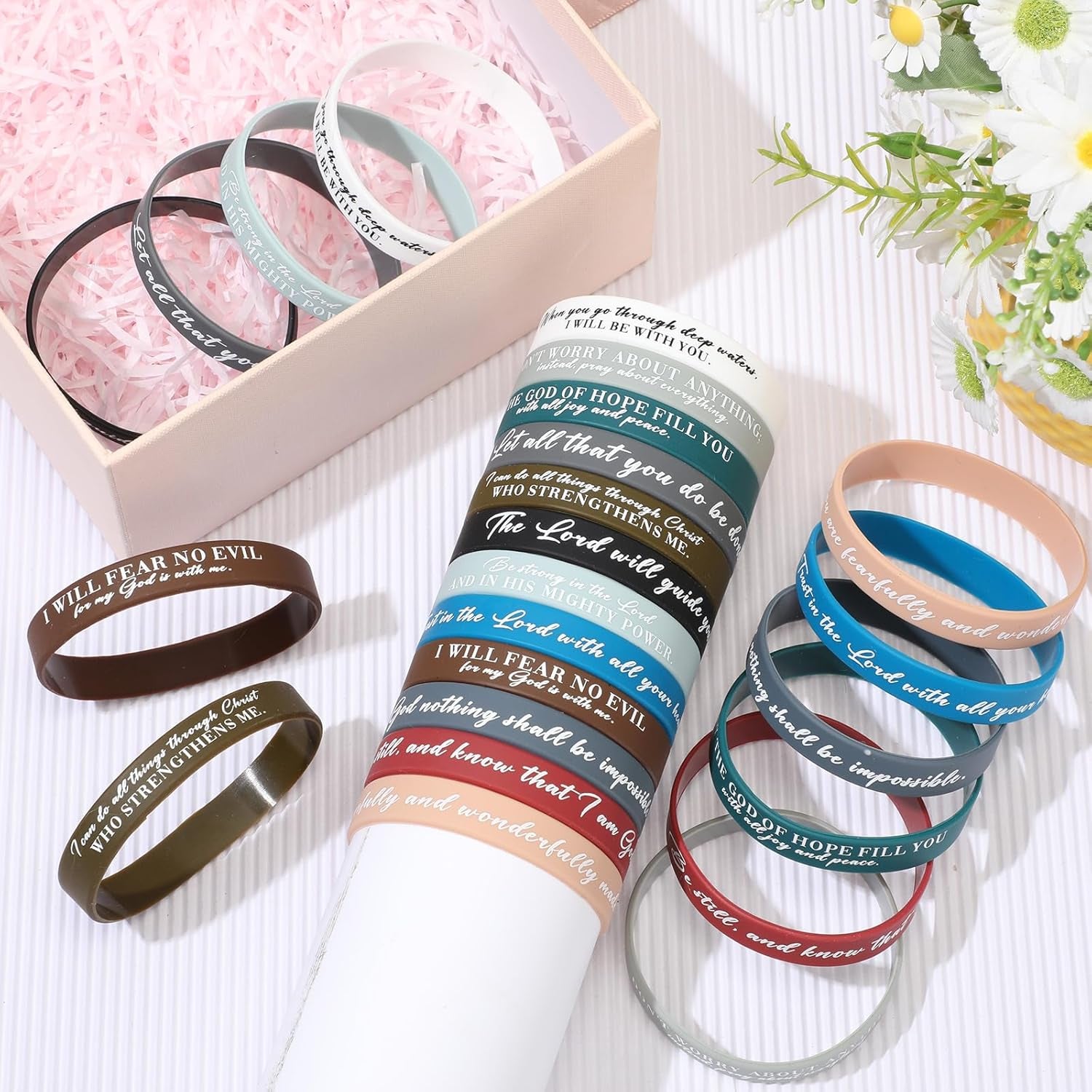 Bible Verses Bracelets Bulk Scripture Silicone Wristbands Inspirational Motivati