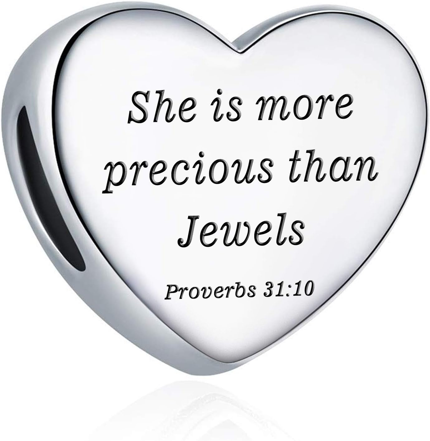 Heart Charm Fit Pandora Charms Bracelet Christian Bible Verse Charm Prayer Faith Religious Charms Gifts for Women