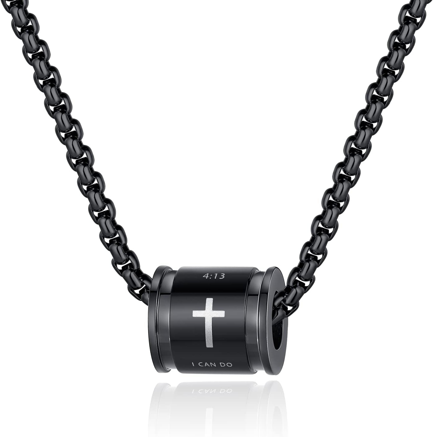 Cross Necklace for Men Stainless Steel Crucifix Lord'S Prayer Pendant Necklace 20 Inch Chain