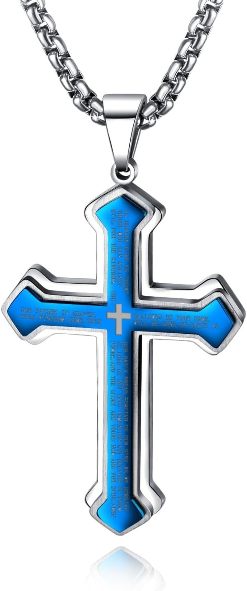 Men'S Cross Pendant Necklace Large Stainless Steel Cross Pendant Necklace for Men Women