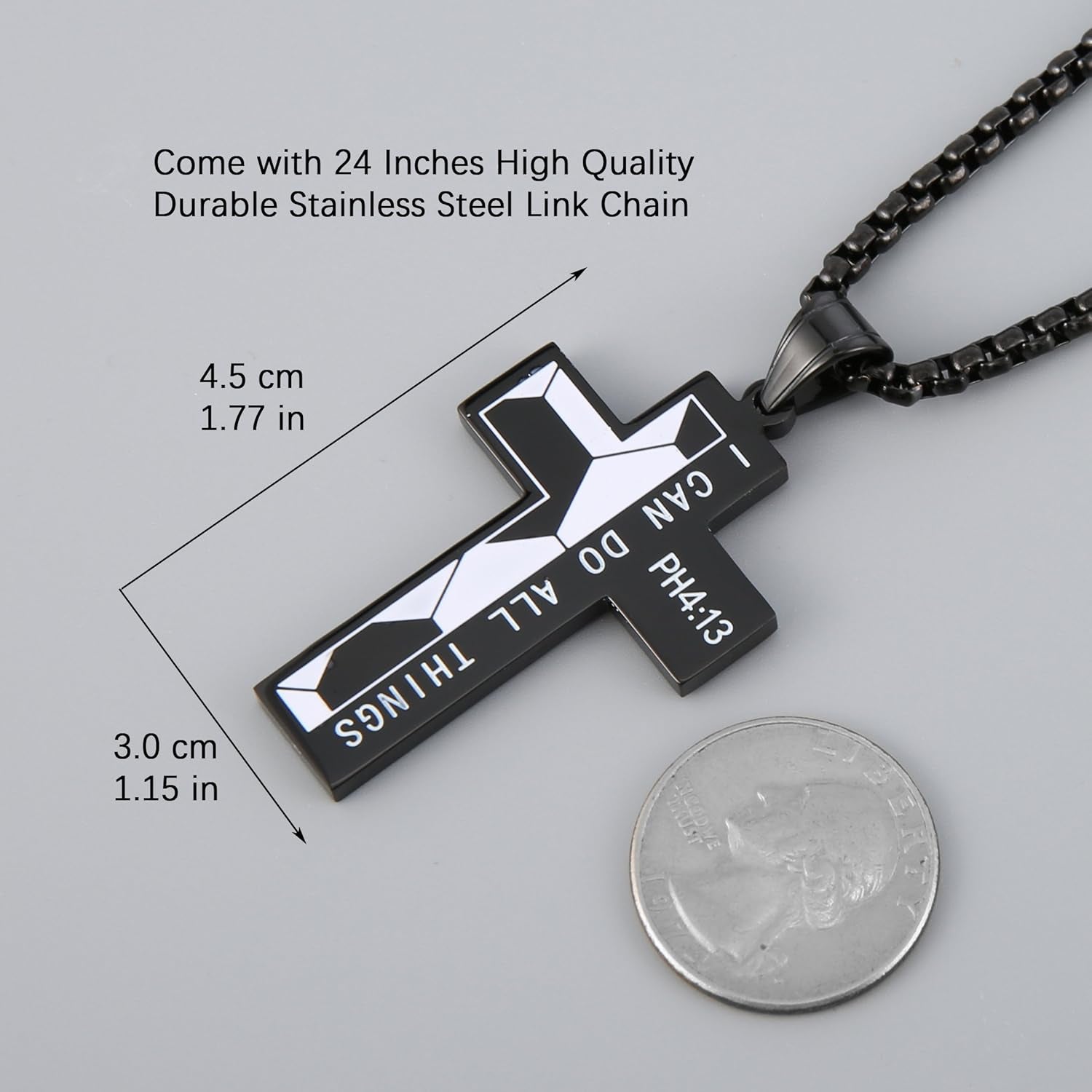 Stainless Steel Soccer Cross Necklace for Bible Necklace for Men PH 4:13 I CAN DO All THINGS