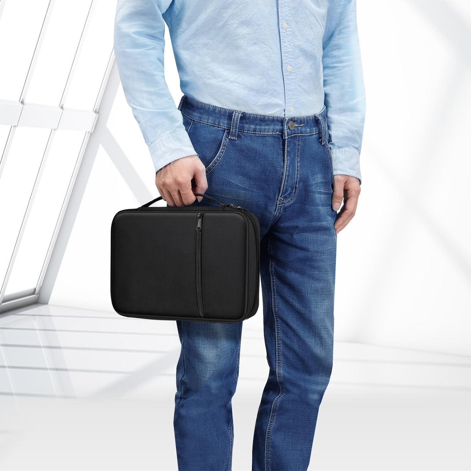 Bible Cover, Carrying Book Case Church Bag Bible Protective with Handle and Zippered Pocket, Gift for Mother Lady Women Men, Black