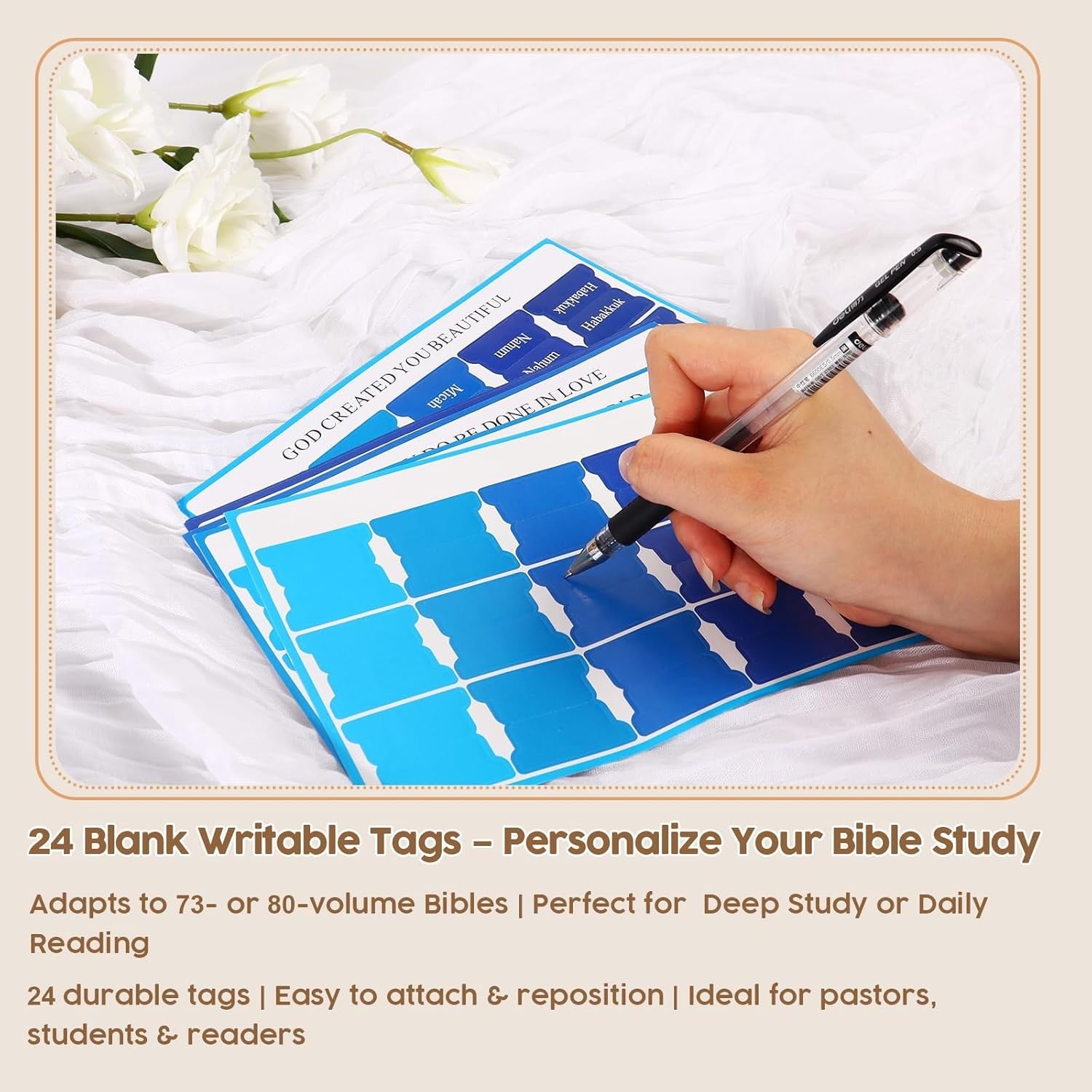 Blue Bible Tabs for Men'S Bible Studies & Small Groups, Large Print Tabs Fits NI