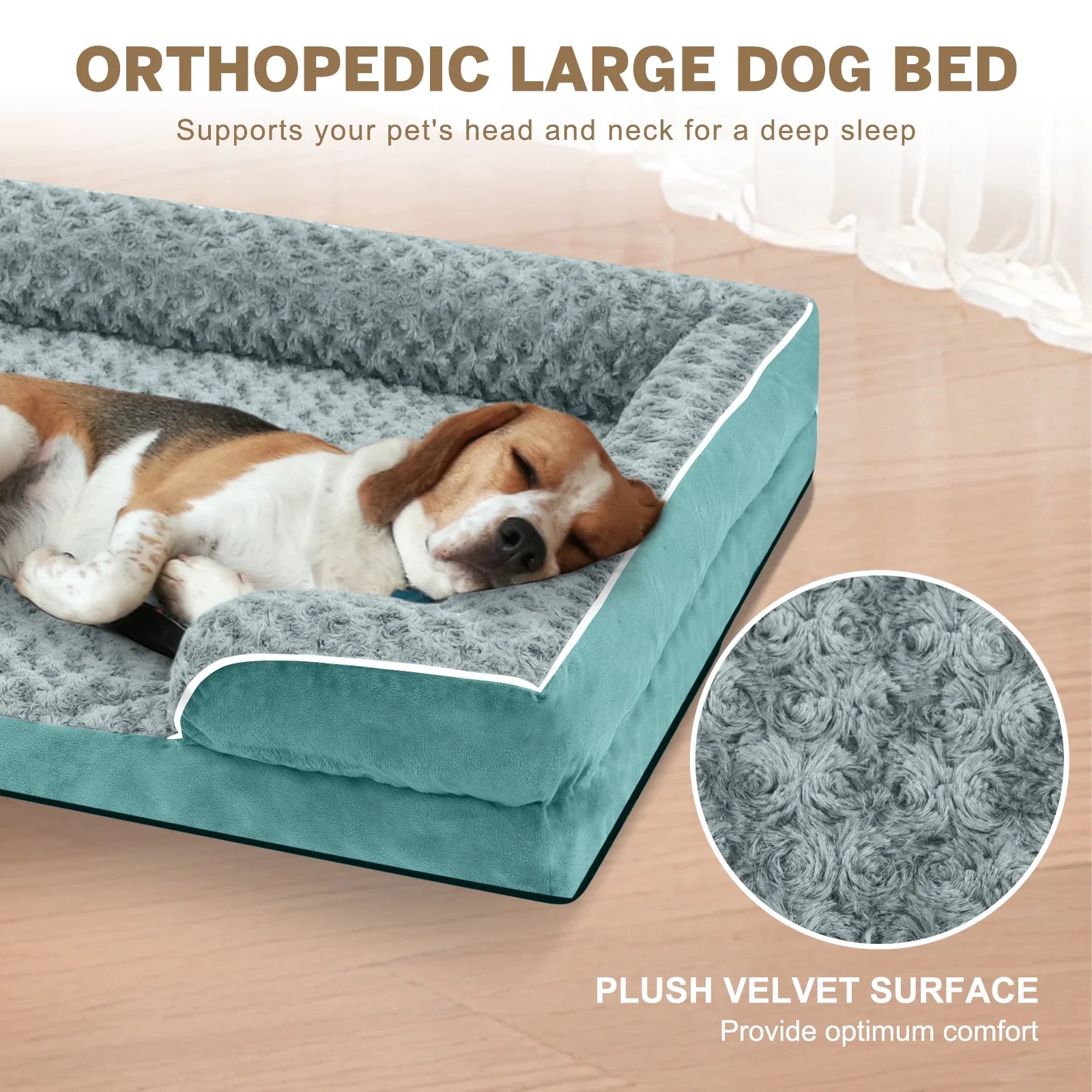 Dog Bed for Large Medium Small Dogs Orthopedic Waterproof Dog Sofa Bed Non Slip Pet Couch with Removable Washable Cover Supportive Foam M to XXL