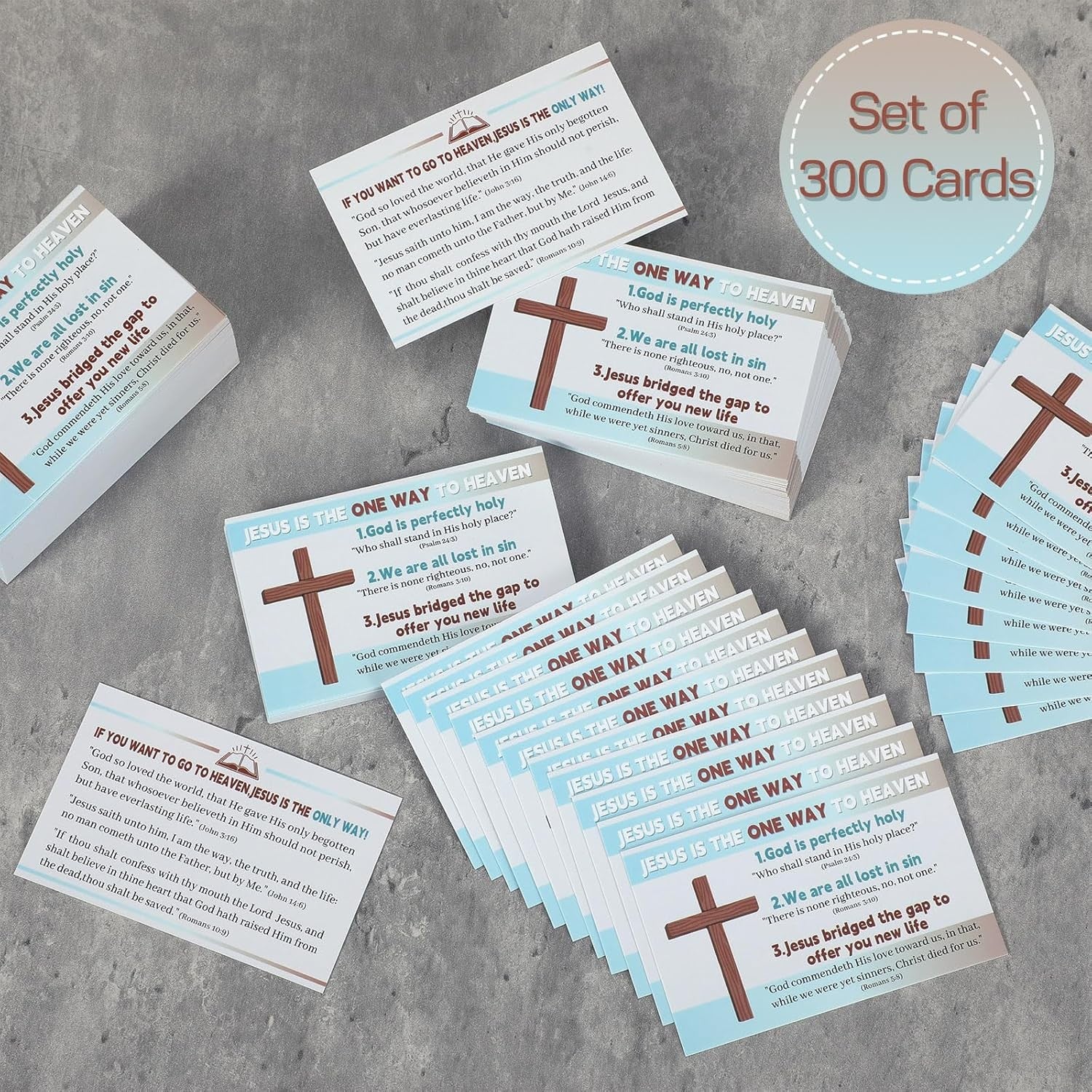 300 Pcs Gospel Tract Card Plan of Salvation Cards Bible Tracts Prayer Postcar...