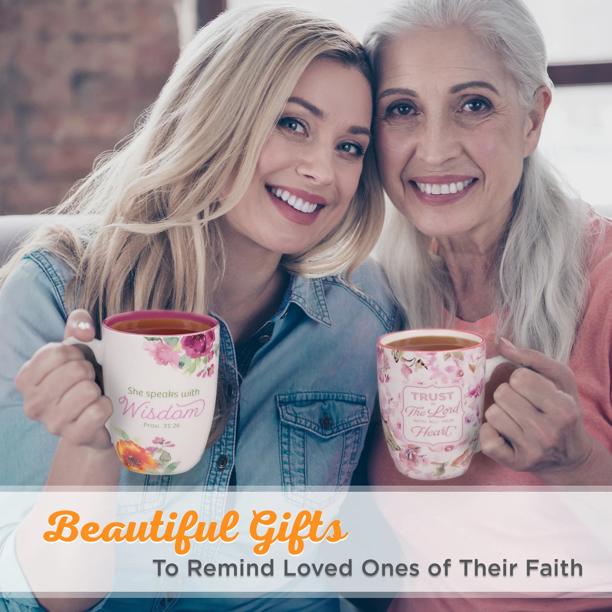 Encouraging Ceramic Coffee & Tea Bible Verse Mug for Women: Trust in the Lord Inspirational Scripture Proverb, Microwave & Dishwasher Safe, White & Pink Watercolor Floral, 12 Oz.