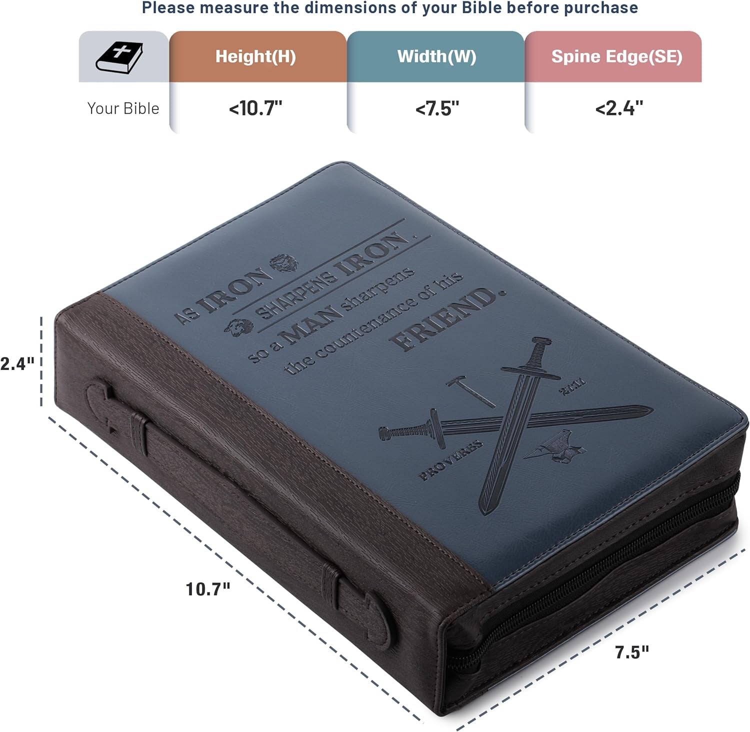 - Bible Covers for Men, 10.7" X 7.5" X 2.4”, Bible Case for Men, Bible Bag, Bibl