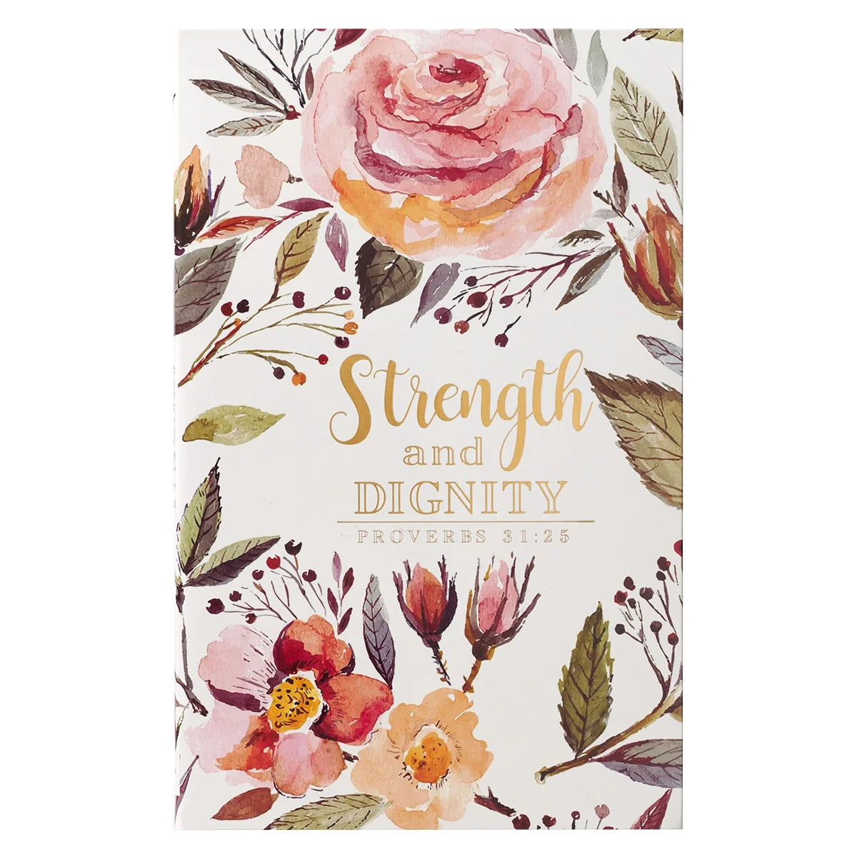 Scripture Journal Strength and Dignity Proverbs 31:25 Bible Verse Floral Inspirational Notebook,128 Ruled Pages Flexcover 5.5” X 8.5”
