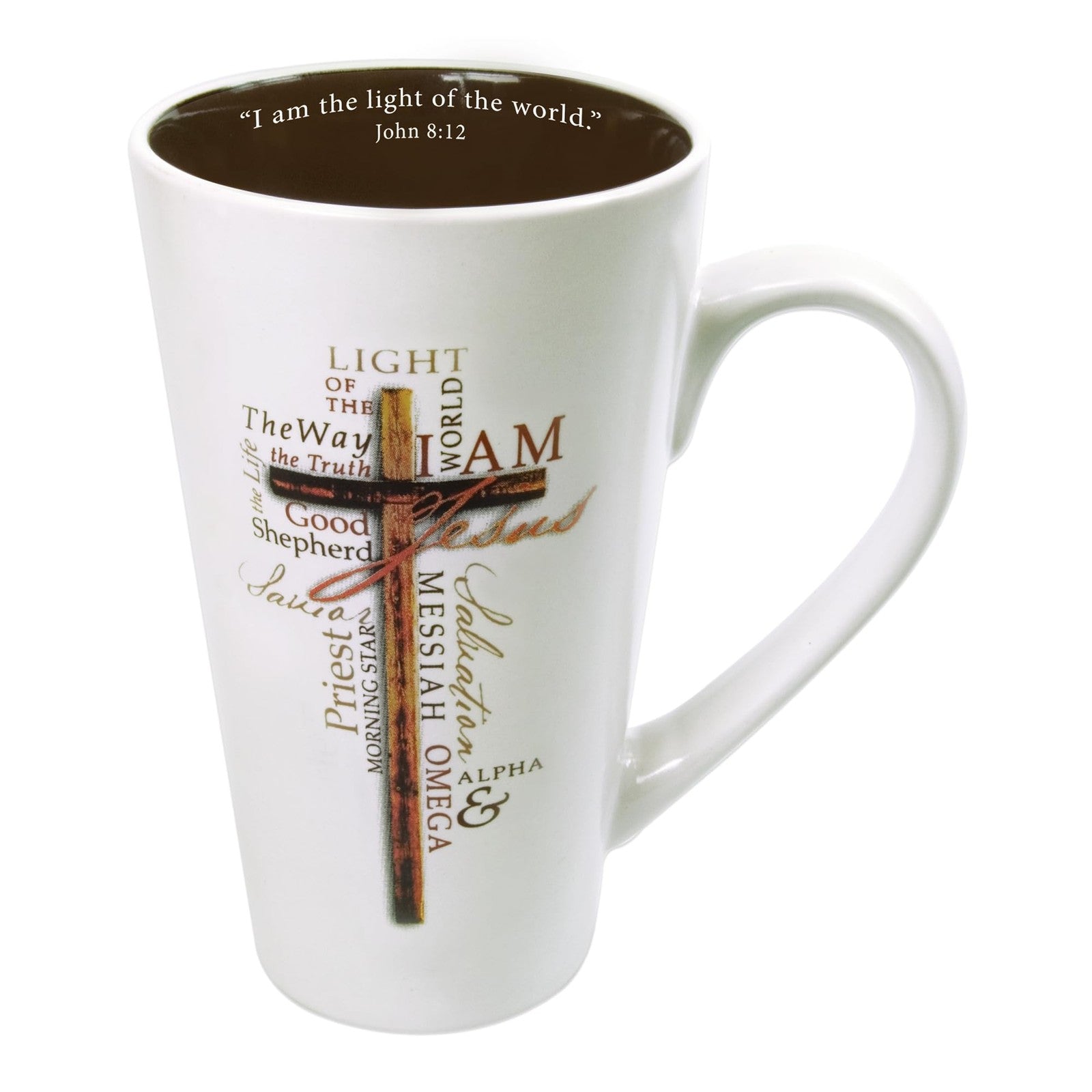 Christian Art Gifts Tall Stoneware Coffee/Tea Mug | Light of the World John 8:12