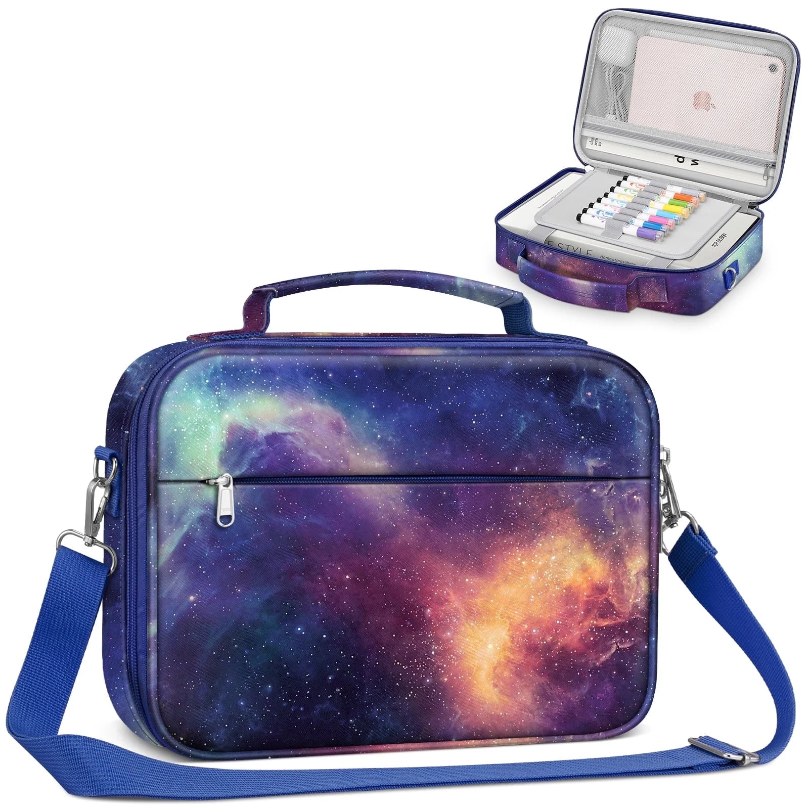 Large Bible Cover with Shoulder Strap, Durable Carrying Case, Bible Protection, Ideal Gift for Female Women, Galaxy