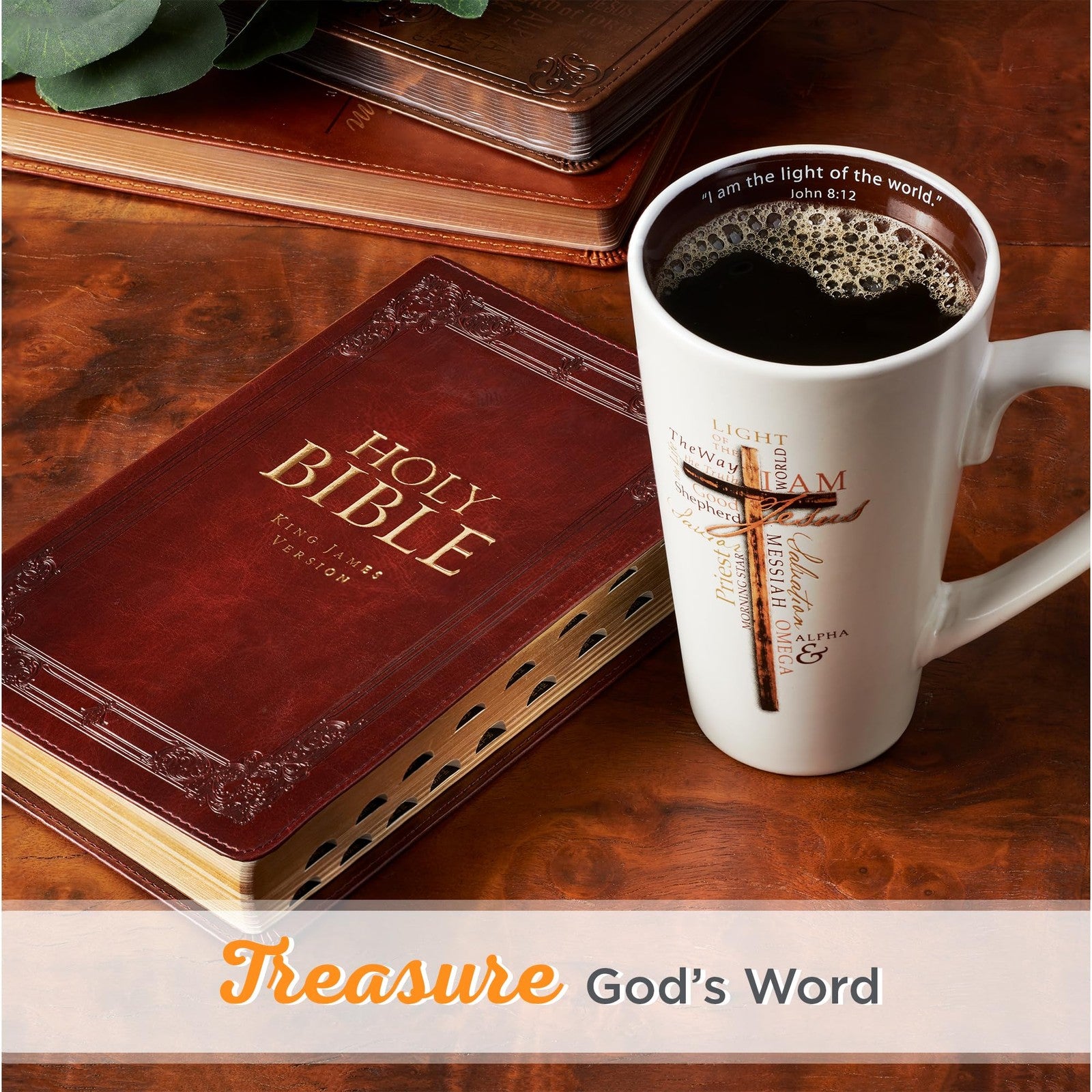 Christian Art Gifts Tall Stoneware Coffee/Tea Mug | Light of the World John 8:12