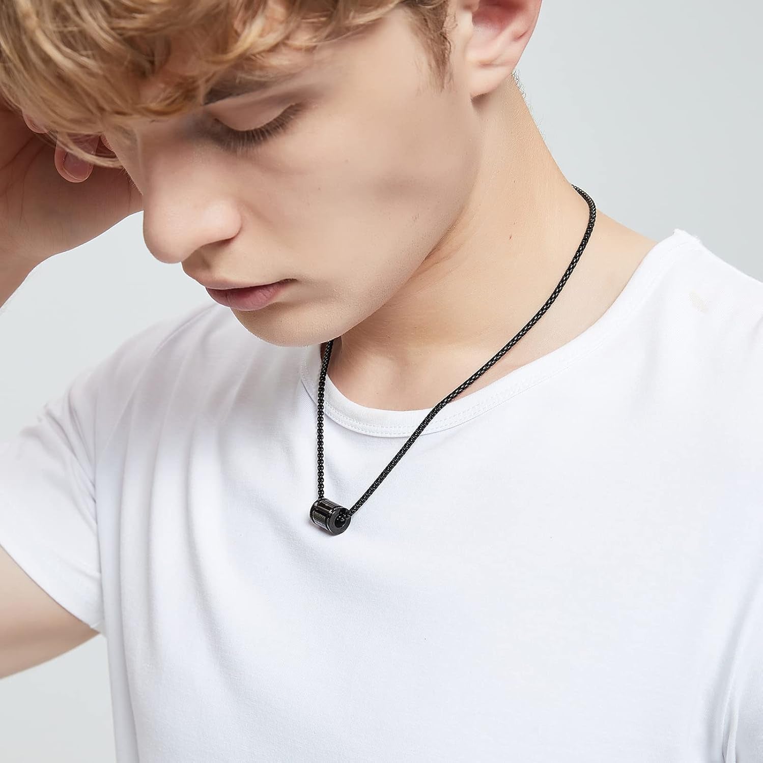 Cross Necklace for Men Stainless Steel Crucifix Lord'S Prayer Pendant Necklace 20 Inch Chain