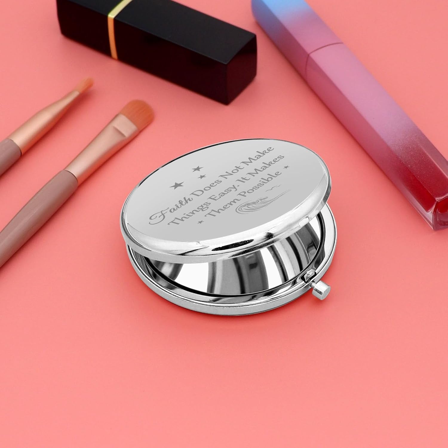 Christian Gifts Inspirational Compact Makeup Mirror Bible Verse Gifts Birthday Gifts Compact Mirror Baptism Gift for Girl Goddaughter Christian Encouragement Gifts Religious Gift Travel Makeup Mirror