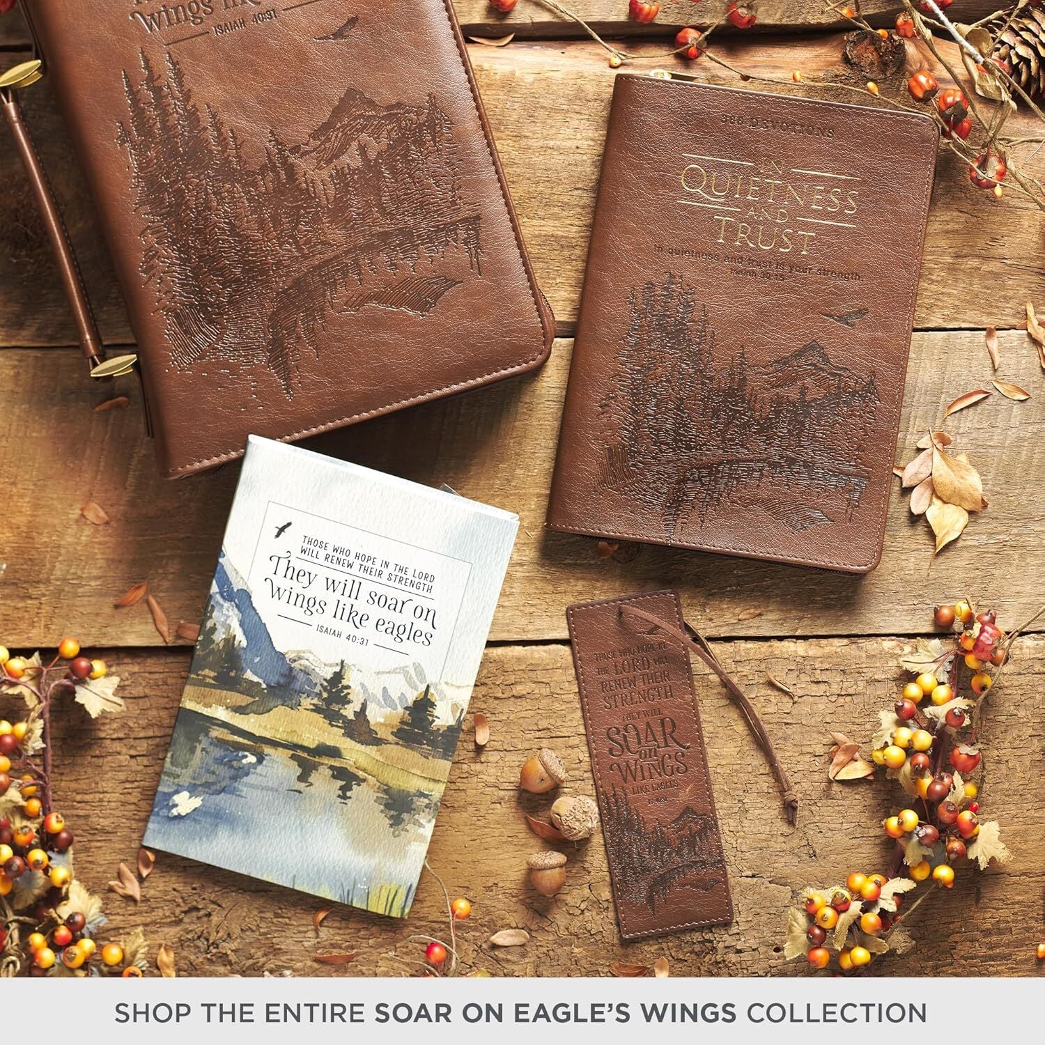 Christian Art Gifts Premium Vegan Faux Leather Scripture Bookmark for Men: Soar